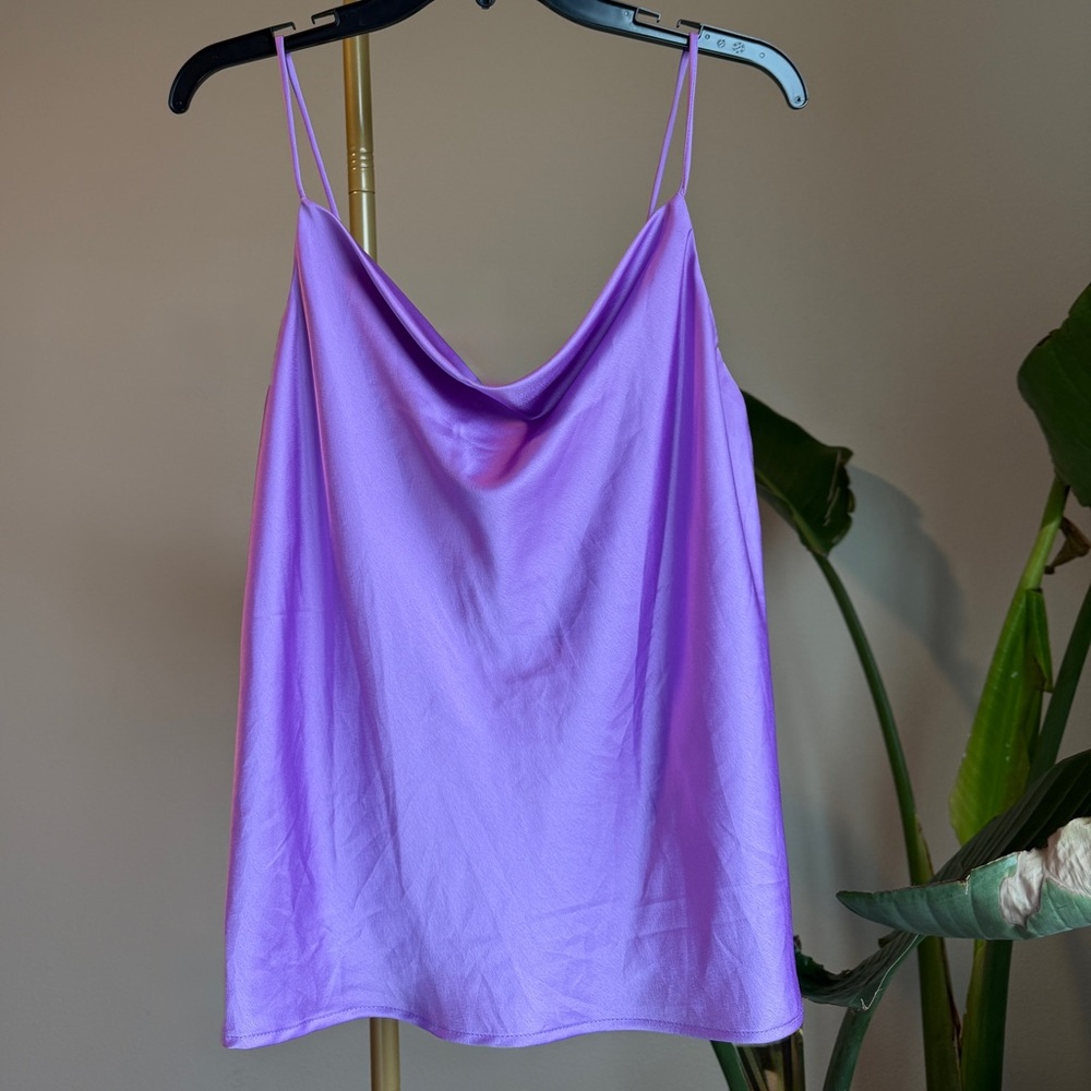 NWOT Lavender Spaghetti Strap Cowl Neck Top (size M)